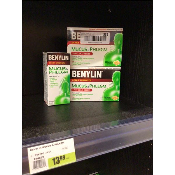Benylin Mucus and Phlegm Cough Syrup and Caplets Lot of 3