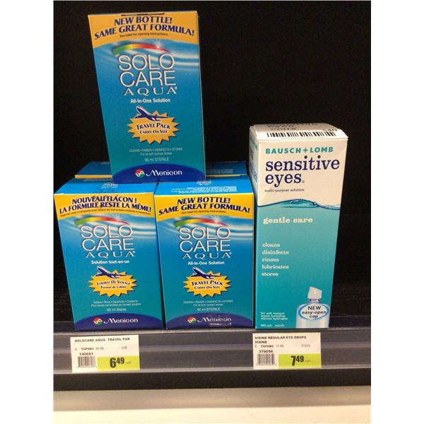 Assorted Contact Lens Solution Lot of 4