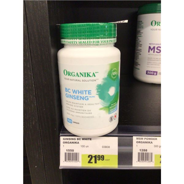 Organika BC White Ginseng 100 Capsules