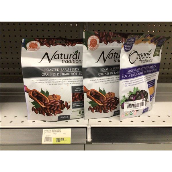 Natural Traditions Assorted Maca for Men and Roasted Baru Seeds Lot of 3