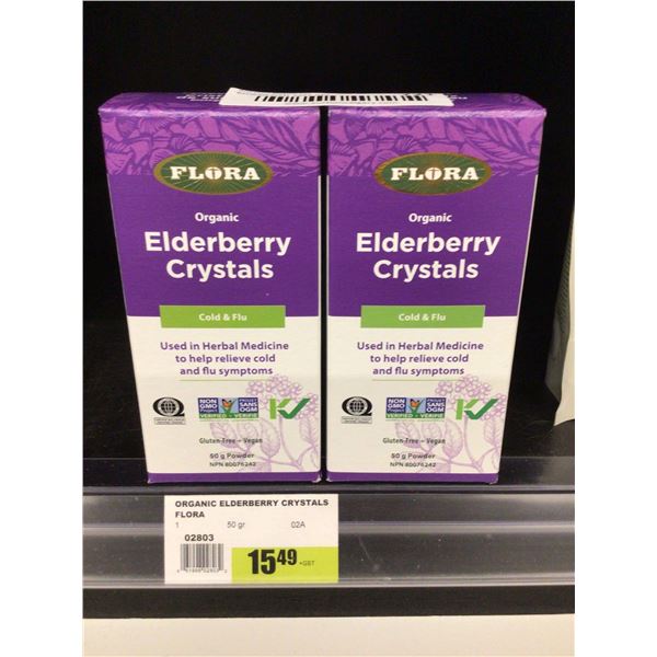 Flora Elderberry crystals cough & cold lot of 2 x 50g