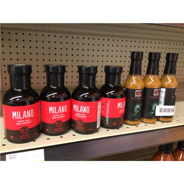 Lot of Milano Umani Sauce and hot sauces