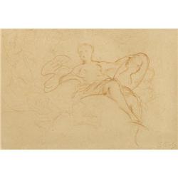 CHARLES CHAPLIN Female Figure Study Red crayon