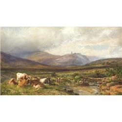 John Faulkner, watercolor, Cattle on Achill