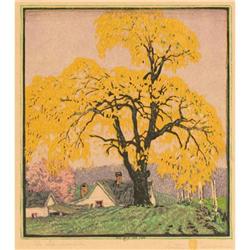 GUSTAVE BAUMANN The Landmark Woodcut print on