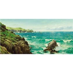 DAVID JAMES, oil on canvas, 25x50in., Sea Cliffs