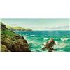 Image 1 : DAVID JAMES, oil on canvas, 25x50in., Sea Cliffs