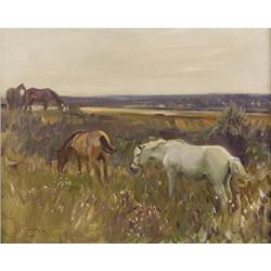 ALFRED MUNNINGS, oil on canvas, 16x20in., Horses