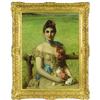 Image 4 : LEON HERBO Portrait of a Girl Holding a Posy Oil