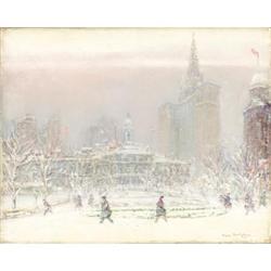 JOHANN BERTHELSEN City Hall Oil on canvas 16 x