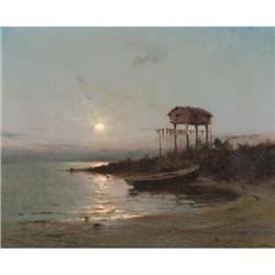 SYDNEY M. LAURENCE Cabin at Sunset Oil on canvas