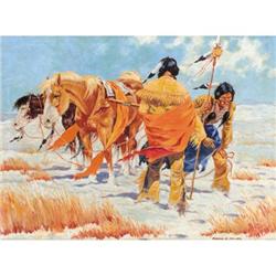 Frank D. Miller Indian Scouts Oil on canvas 26 x