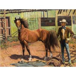 ROBERT WESLEY AMICK At the Stables Oil on canvas