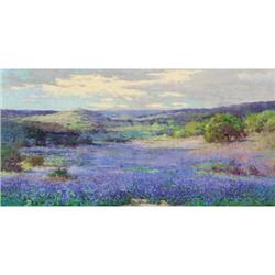 ROBERT WOOD Bluebonnets Oil on canvas 16 x 32