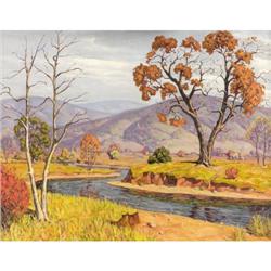 FRED DARGE Autumnal Lanscape with River Oil on