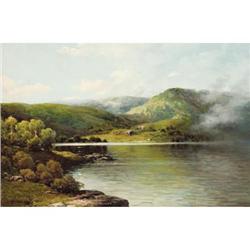 A.D. Greer, Oil on canvas, Mountain Lake