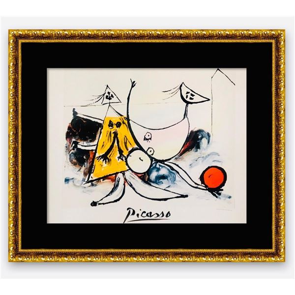 Pablo Picasso- Lithograph on Arches Paper "Femme sur la Plage Jouant au Balloon"