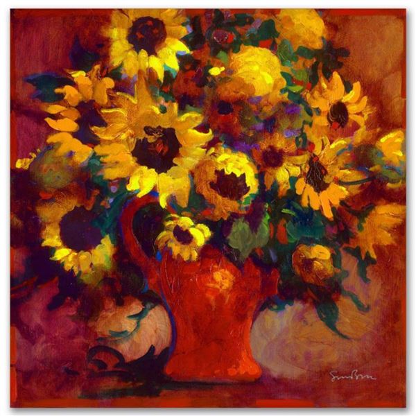 "Sunflowers" Limited Edition Giclee on Canvas by Simon Bull, Numbered and Signed. This piece comes G