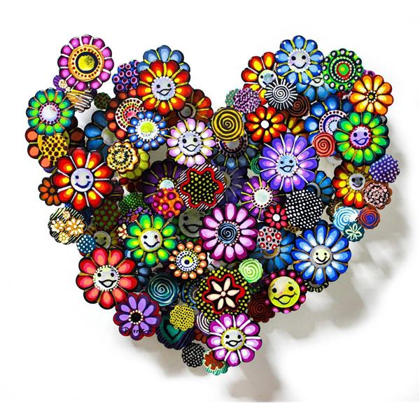 Patricia Govezensky- Original Painting on Cutout Steel "Hommage to Takashi (Mini Series) XVI"