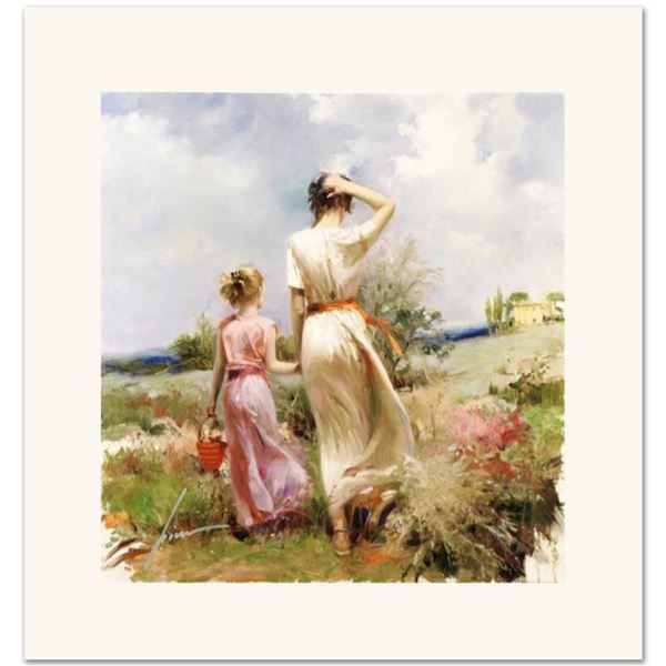 Pino (1939-2010), "Tuscan Stroll" Limited Edition on Canvas, Numbered and Hand Signed with Certifica
