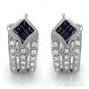 Image 1 : Earrings 0.92ctw Blue Sapphire & Diamond 14K White Gold