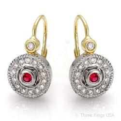 Earrings 0.33 ctw Ruby & Diamond 14K White Gold
