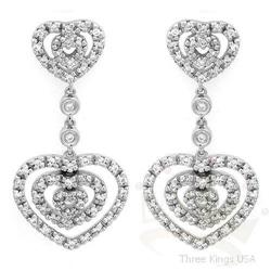 Jewelry .50 ctw Diamond Heart Earrings 14K W Gold