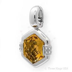 Pendant 4.68 ctw Citrine & Diamond 14K White Gold