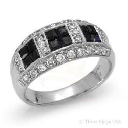 Ring 1.57 ctw Blue Sapphire & Diamond 14K White Gold