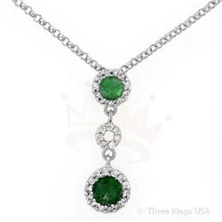 Pendant 0.5 ctw Emerald & Diamond 14K White Gold