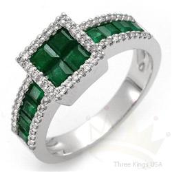 Jewelry 1.60 ctw Emerald & Diamond Ring 14K W Gold