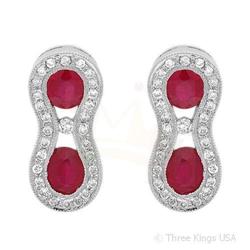 Earrings 2.2 ctw Ruby & Diamond 14K White Gold