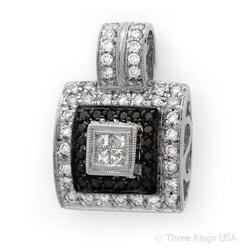 Pendant 0.61 ctw Black Diamond & Diamond 14K White Gold