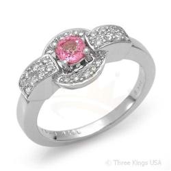 Ring 0.55 ctw Pink Sapphire & Diamond 14K White Gold