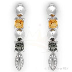 Earrings 1.81ct Multi-Sapphire & Diamond 14K White Gold