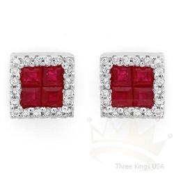 Jewelry 1.17 ctw Ruby & Diamond Earrings 14K Gold