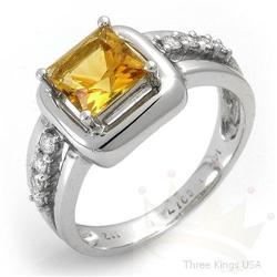 Ring 1.29 ctw Citrine & Diamond 14K White Gold