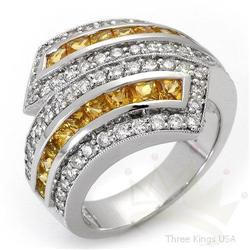 Ring 2.46 ctw Yellow Sapphire & Diamond 14K White Gold