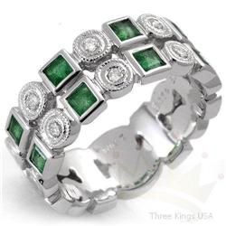 Ring 0.87 ctw Emerald & Diamond 14K White Gold
