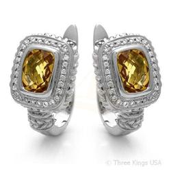 Earrings 3.3 ctw Citrine & Diamond 14K White Gold
