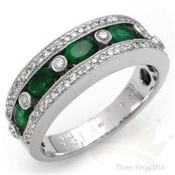 Ring 1.1 ctw Emerald & Diamond 14K White Gold