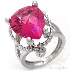 Ring 12.78 ctw CPink Sapphire & Diamond 14K White Gold