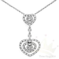 Two-hearts .25 ctw Diamond Necklace 14KW Gold