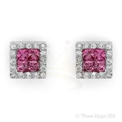 Earrings 1.01ctw Pink Sapphire & Diamond 14K White Gold