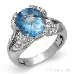 Ring 4.66 ctw Blue Topaz & Diamond 14K White Gold