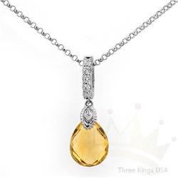 Necklace 2.32 ctw Citrine & Diamond 14K White Gold