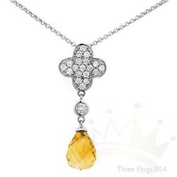 Necklace 3.53 ctw Citrine & Diamond 14K White Gold