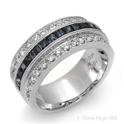 Ring 1.31 ctw Blue Sapphire & Diamond 14K White Gold