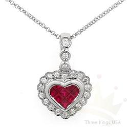 Necklace 0.98 ctw Ruby & Diamond 14K White Gold
