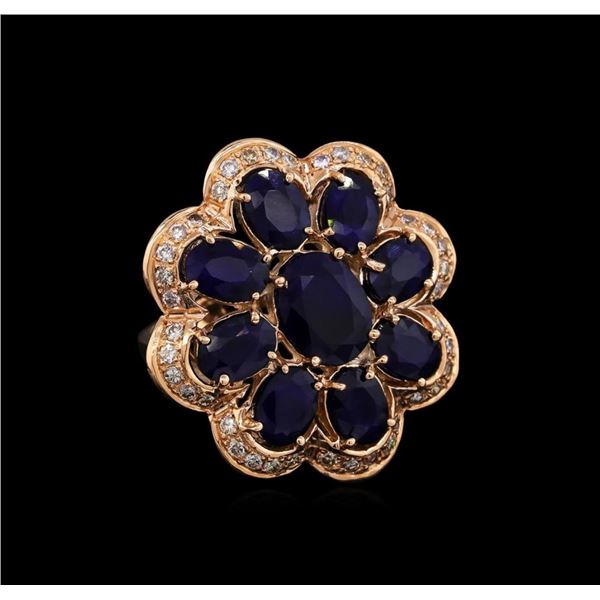 14KT Rose Gold 9.91 ctw Sapphire Ring